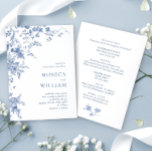 Elegante Viktorianisch Blue French Floral Wedding Einladung<br><div class="desc">Für weitere Anpassungen klicken Sie bitte auf den Link "Weitere Anpassung" und verwenden Sie unser Design-Tool,  um diese Vorlage zu ändern. Wenn Sie Hilfe oder passende Artikel benötigen,  kontaktieren Sie mich bitte.</div>