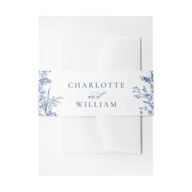 Elegante Viktorianisch Blue French Floral Wedding Einladungsbanderole (Vorderseite Beispiel)