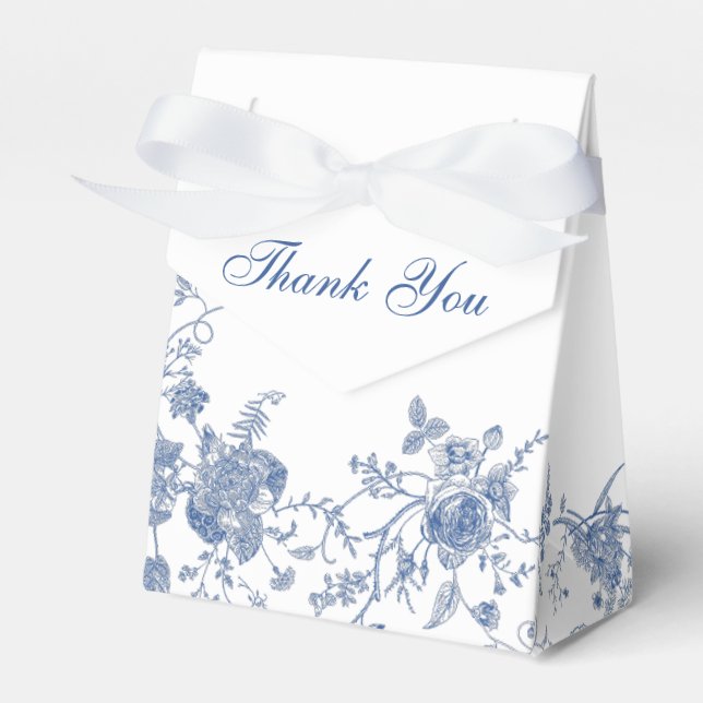 Elegante Viktorianisch Blue French Floral Wedding Geschenkschachtel (Vorderseite)