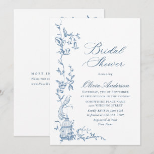 Elegante viktorianische aufwendige blaue florale B Einladung
