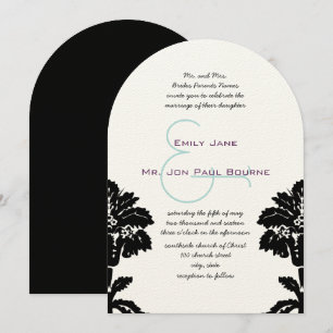 Elegante Viktorianische Black Damask Hochzeit Einladung