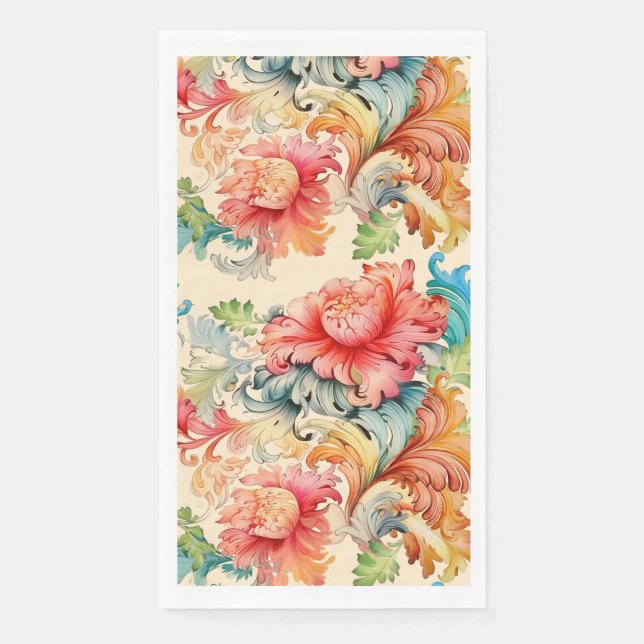 Elegante Viktorianische Blumenhochzeit Serviette (Vorderseite)