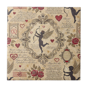 Elegante viktorianische Cupid-Valentinsliebe Fliese