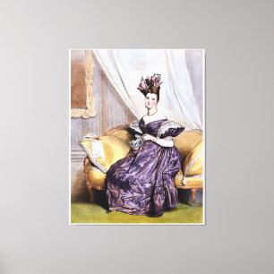 Elegante Viktorianische Dame mit Teacup - Vintage Leinwanddruck
