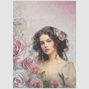 Elegante Viktorianische Era Lady Lavender Rose & S Seidenpapier