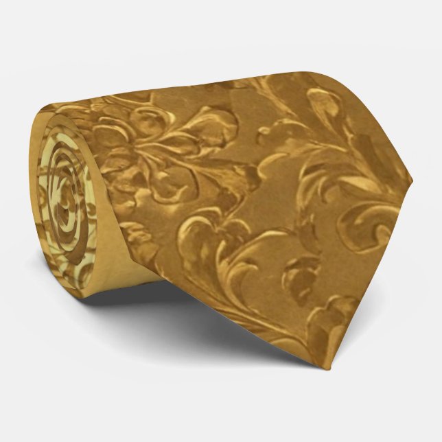 Elegante Viktorianische Gold Floral Stilvoll forme Krawatte (Gerollt)