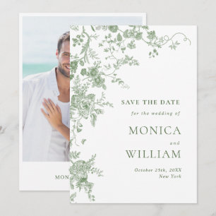 Elegante Viktorianische Hochzeit der Grünen Franzö Save The Date