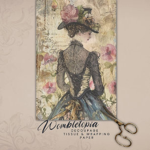 Elegante Viktorianische Lady   Floral Decoupage Ep Seidenpapier