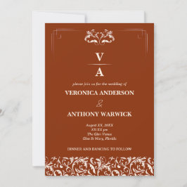 Elegante Viktorianische Orange Terracota Einladung