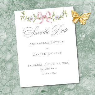 Elegante viktorianische Pastell-Blumen-Schleifen-H Save The Date