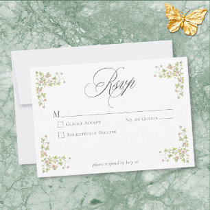 Elegante viktorianische pastellfarbene Blumen-Schl RSVP Karte