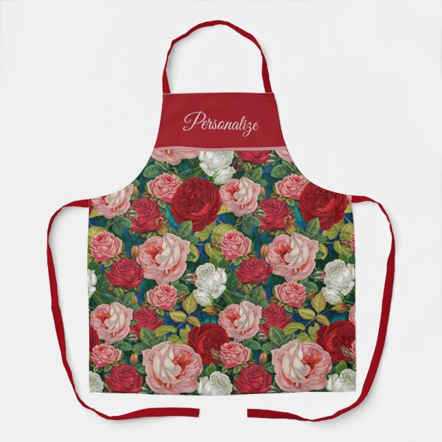 Elegante Viktorianische Rosa Rosen Schürze (Vorderseite)