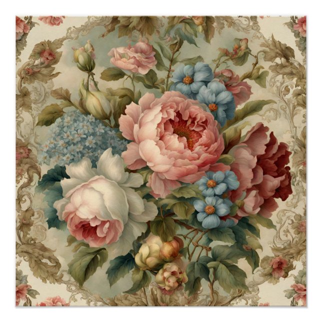 Elegante Viktorianische Rose, Garten-Blume Poster (Vorderseite)