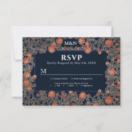 Elegante Viktorianische Rose Gold Foil Wedding RSV RSVP Karte