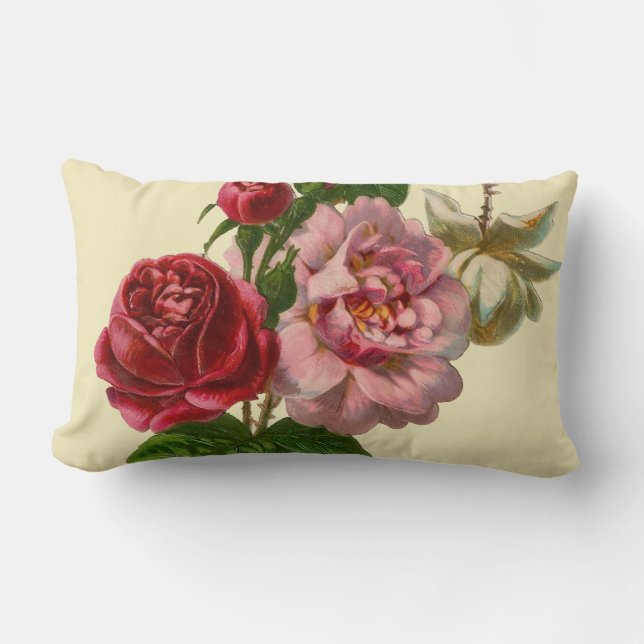 Elegante Viktorianische Rose Lendenkissen (Vorderseite)