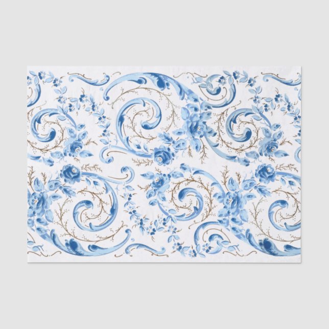 Elegante Viktorianische Rose und Rollen Seidenpapier (Vorderseite)