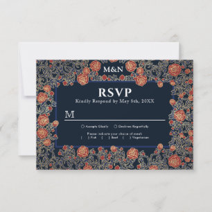 Elegante viktorianische Rosen-Goldfolie Hochzeit R RSVP Karte