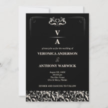 Elegante Viktorianische Schwarz-Weiß-Blumenhochzei