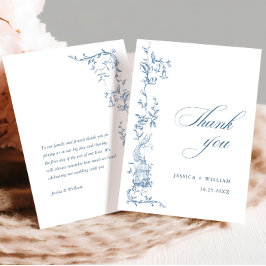 Elegante Viktorianische Verzierte Blumendusty Blue Dankeskarte