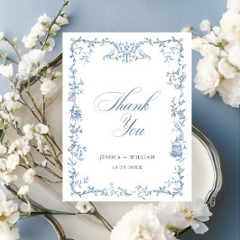 Elegante Viktorianische Verzierte Blumendusty Blue Postkarte