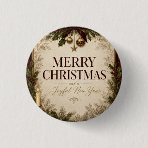Elegante viktorianische Weihnachtsgrüße Button