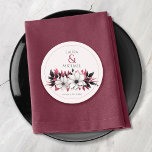 Elegante Vinatage Black Magenta Floral Runder Pappuntersetzer<br><div class="desc">Diese eleganten Untersetzer zeichnen sich durch ein wunderschönes Blumendesign in schwarzem Magenta und Weiß aus.</div>