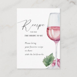 Elegante Vino vor Vows Brautparty Rezept Card Begleitkarte