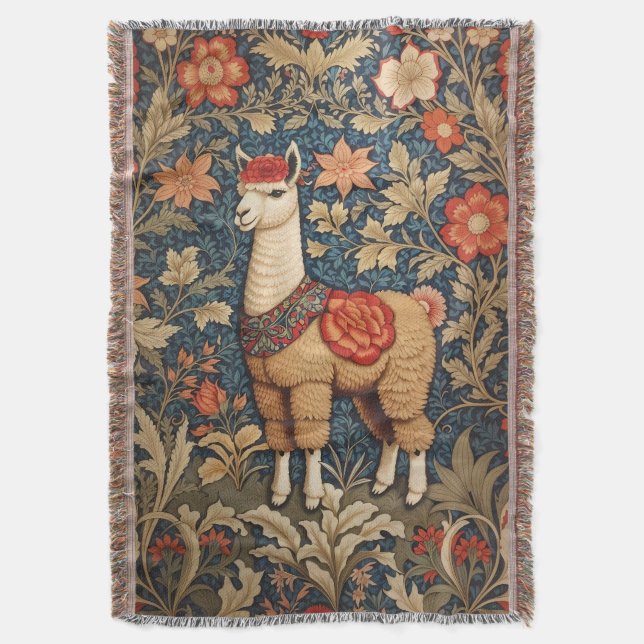 Elegante Vintag Alpaca William Morris Inspiriert Decke (Vorderseite Vertikal)