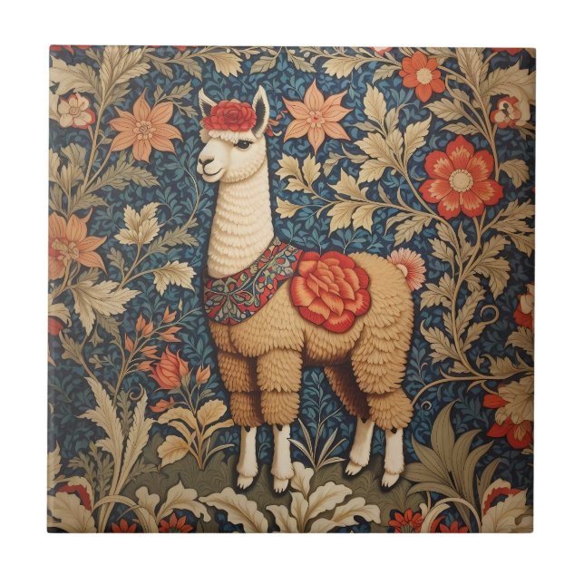 Elegante Vintag Alpaca William Morris Inspiriert Fliese (Vorderseite)