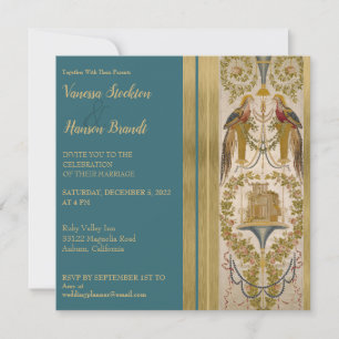 Elegante Vintag bestickte Hochzeitseinladung Einladung