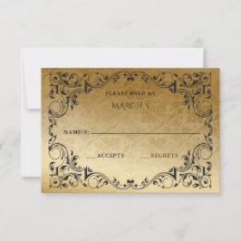 Elegante Vintag Black Gold RSVP Karte