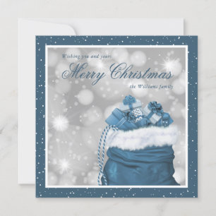 Elegante Vintag Blue Merry Weihnachtskarten Feiertagskarte