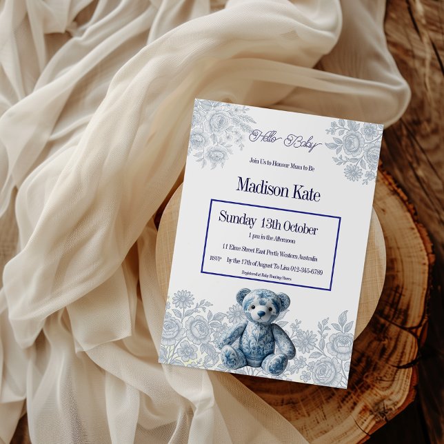 Elegante Vintag Blue Toil Kinderdusche Einladung (Von Creator hochgeladen)