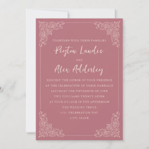 Elegante Vintag Blush Mauve Wedding Einladung