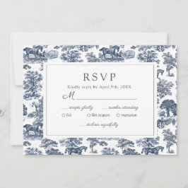 Elegante Vintag Chic Blue Toile Horse RSVP Karte