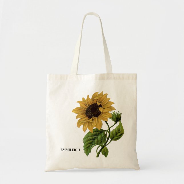 Elegante Vintag-Gelbbraun-Sonnenblume Tragetasche (Vorne)