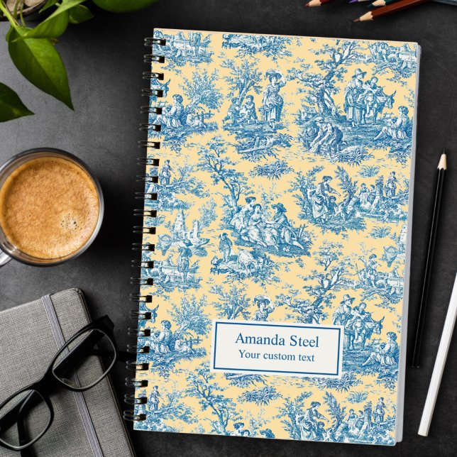 Elegante Vintag-gelbe Jouy-Toile Notizbuch (Von Creator hochgeladen)