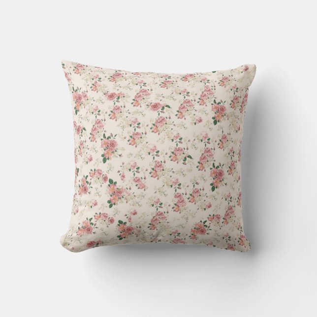 Elegante Vintag Hütten-Rose Kissen (Vorderseite)