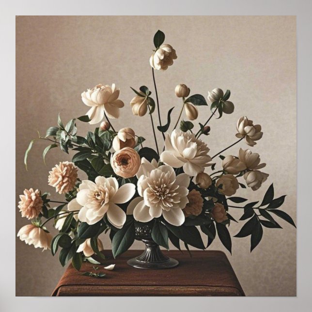 Elegante, Vintag inspiriert Blumenzart Poster (Vorne)