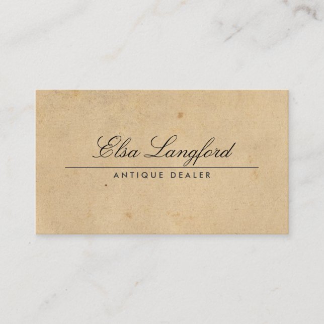 ELEGANTE VINTAG PAPIER-Visitenkarte Visitenkarte (Vorderseite)