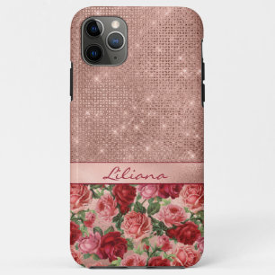 Elegante Vintag rosa Rote Rosen Blumenname Case-Mate iPhone Hülle