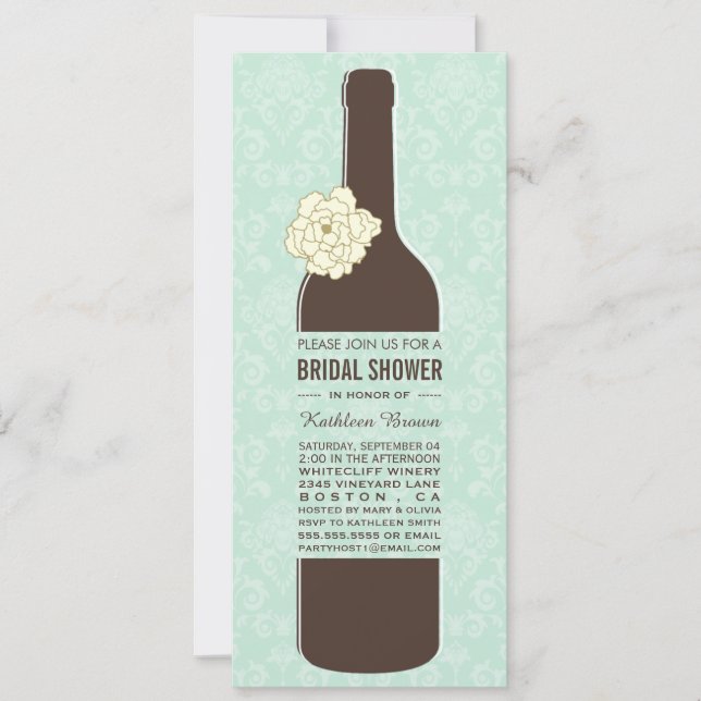 Elegante Vintag Wine Bridal Dusche Einladung (Vorderseite)