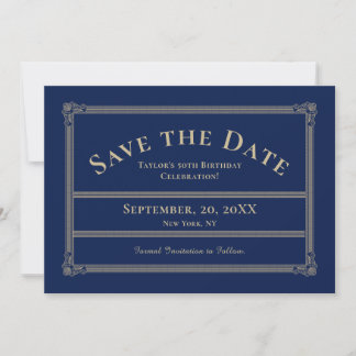 Elegante Vintage 50. Geburtstag Save-the-Date-Kart Einladung