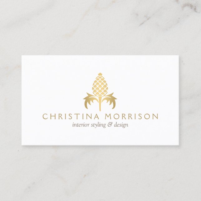 Elegante Vintage Ananas Business Card Visitenkarte (Vorderseite)