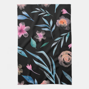 Elegante Vintage antike Aquarellfarben-Blume Geschirrtuch