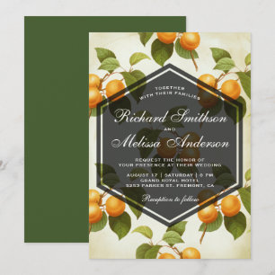 Elegante Vintage-Aprikosen-Frucht-Hochzeitseinladu Einladung