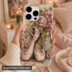 Elegante Vintage-Ballettschuhe und Rosen-Handyhüll iPhone 16 Pro Max Hülle