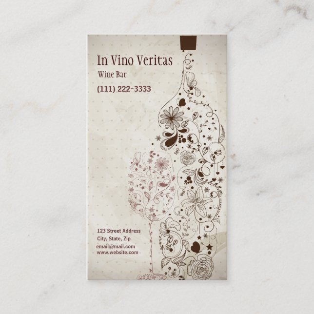 Elegante Vintage Bar Business Card Visitenkarte (Vorderseite)