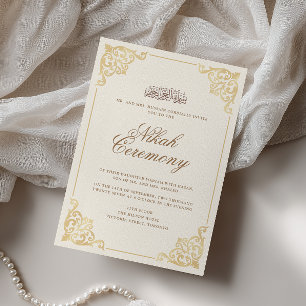 Elegante Vintage-Barock-Goldene Nikah-Zeremonie Einladung