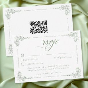 Elegante Vintage-Barock-Hochzeit in Salbeigrün mit RSVP Karte